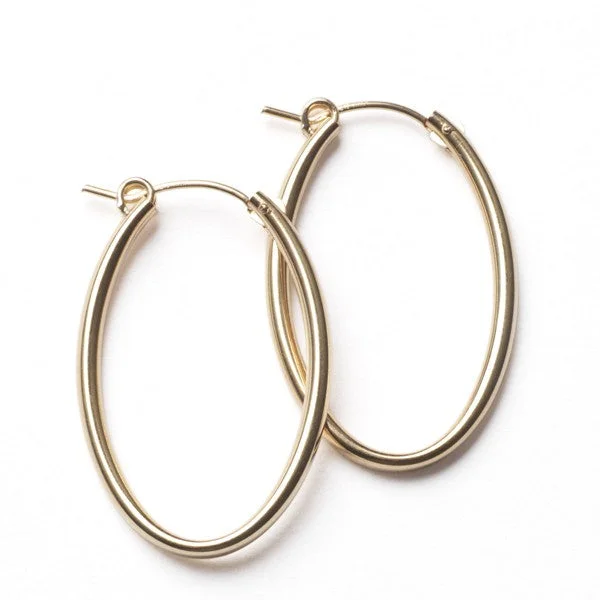 Gold Filled 32mm Oval Hoop Earrings