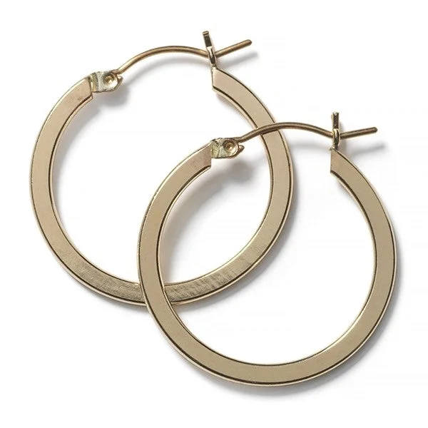 Gold Filled Smooth Flat Round Hoop Earrings