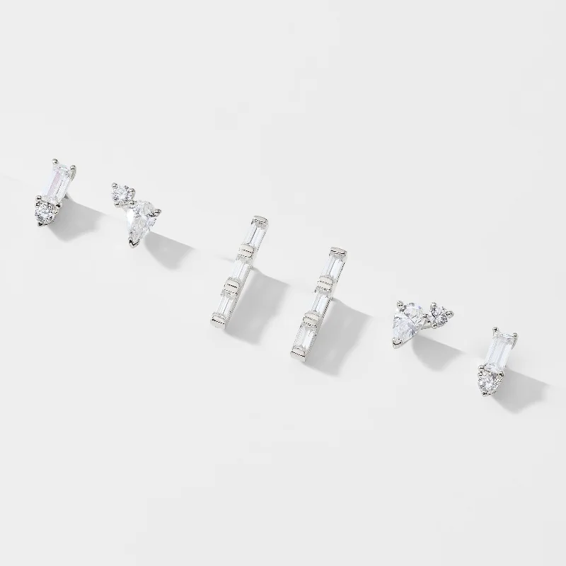 ITTY BITTY CZ TRIPLE SET OF EARRINGS