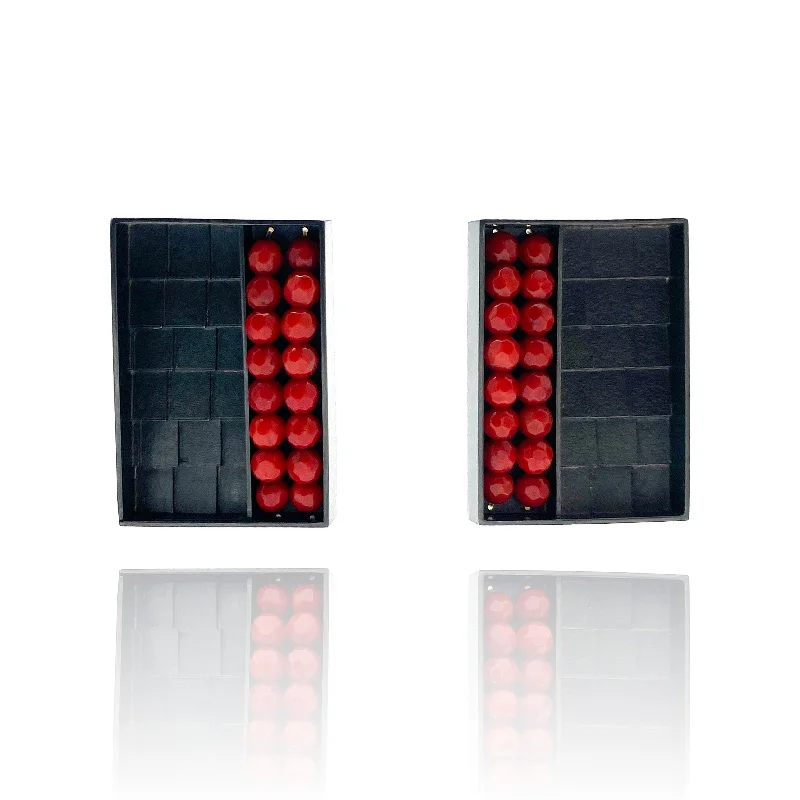 Mariiko Sumioka - Coral Bead Rectangle Earrings