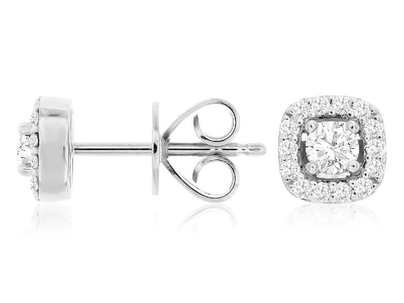 14K White Gold Pave Diamond Studs