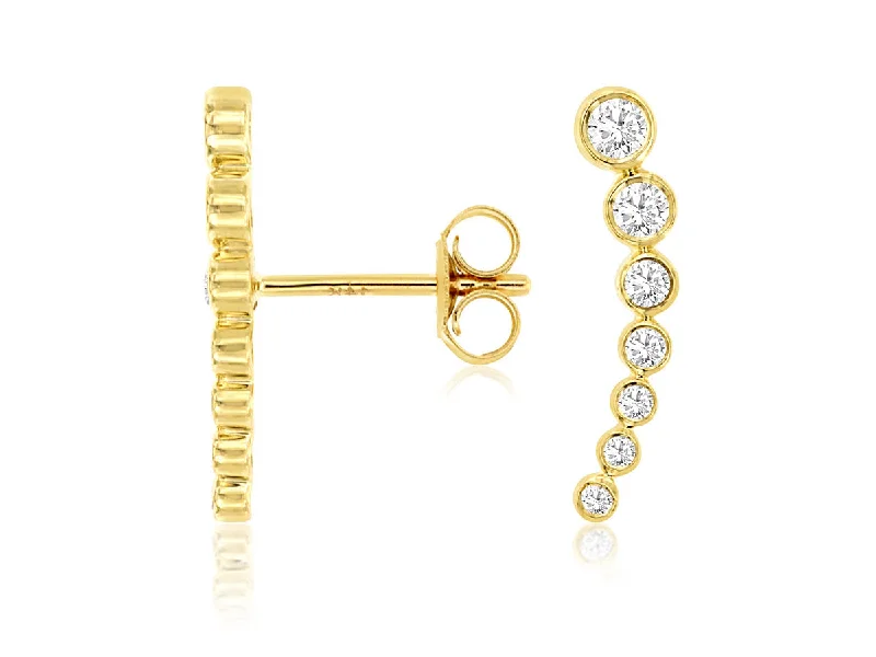 14K Yellow Gold Graduated Bezel Set Earrings