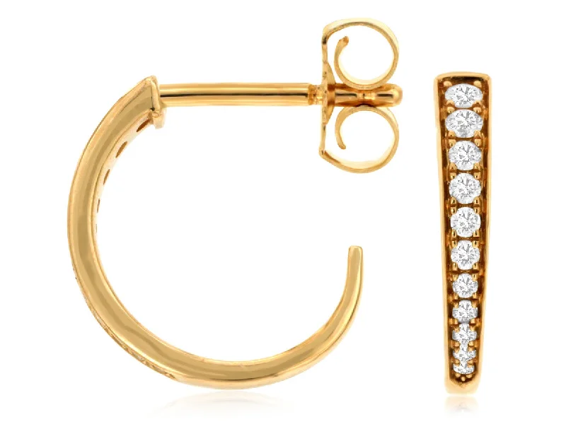 14K Yellow Gold Graduated Diamond Hoops