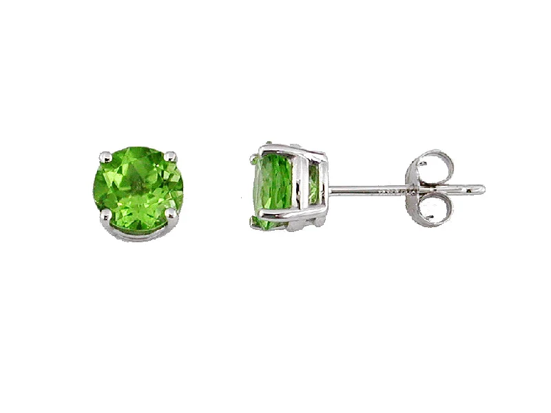 14K White Gold Peridot Studs