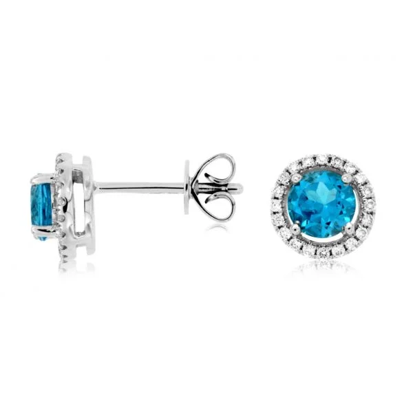 White Gold Blue Topaz Studs