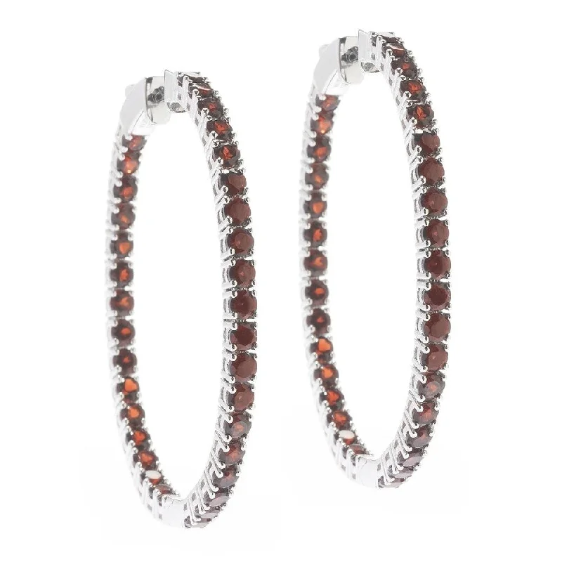 Multi-gemstone Garnet Inside-out 1.75-inch Hoop Earrings