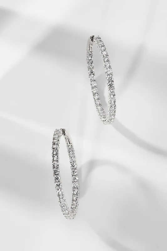 PERFECT HOOPS 2.5MM CZ X 35MM HOOP EARRINGS