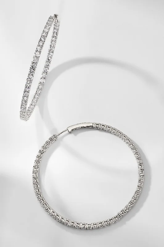 PERFECT HOOPS 2.5MM CZ X 50MM HOOP EARRINGS