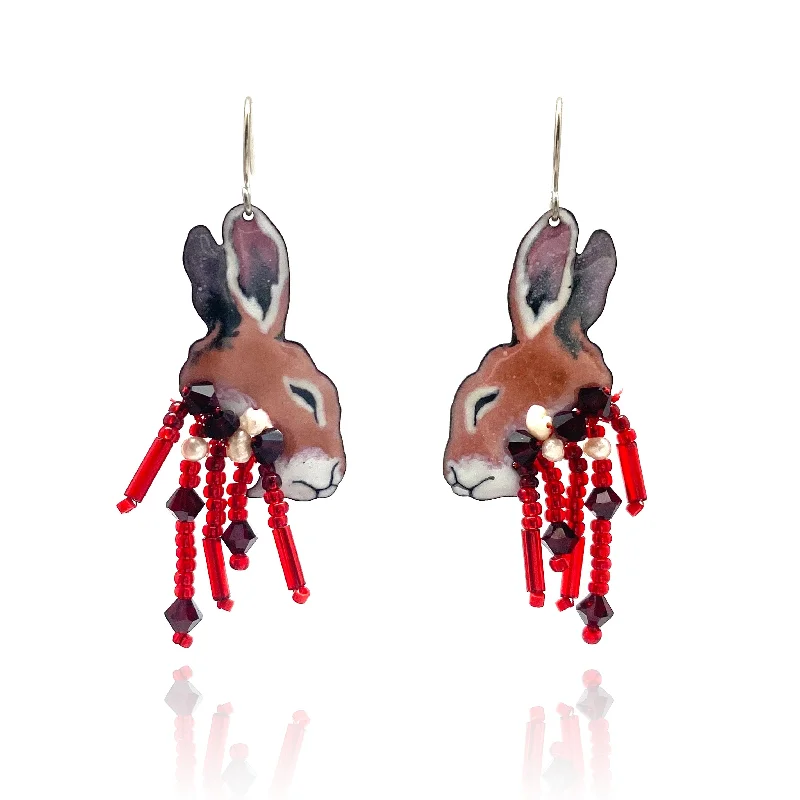 Petite Cottontail Roadkill Earrings