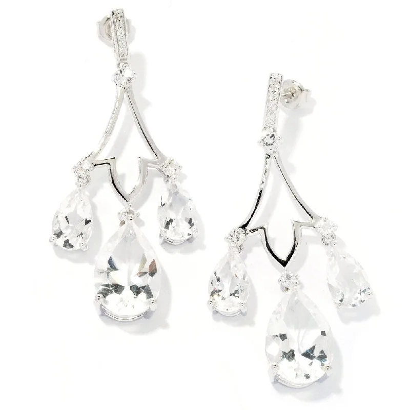 Platinum o/Silver 29.20ctw White CZ Chandelier Earrings 2.00'L