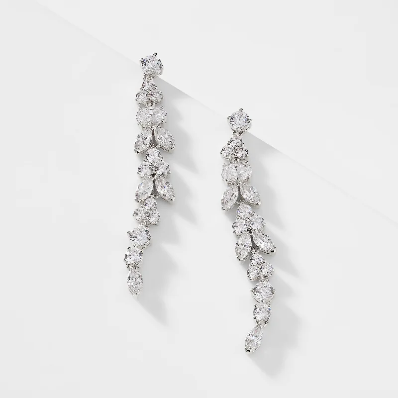 PRIMA CZ LONG LINEAR EARRINGS