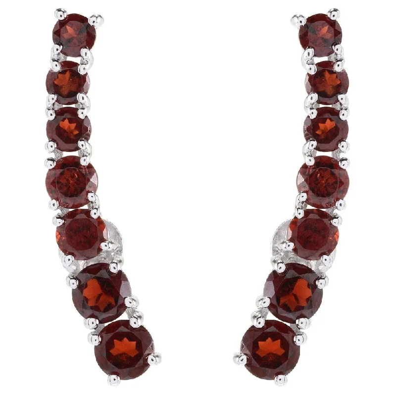 Red Garnet Polished Ear Climbers