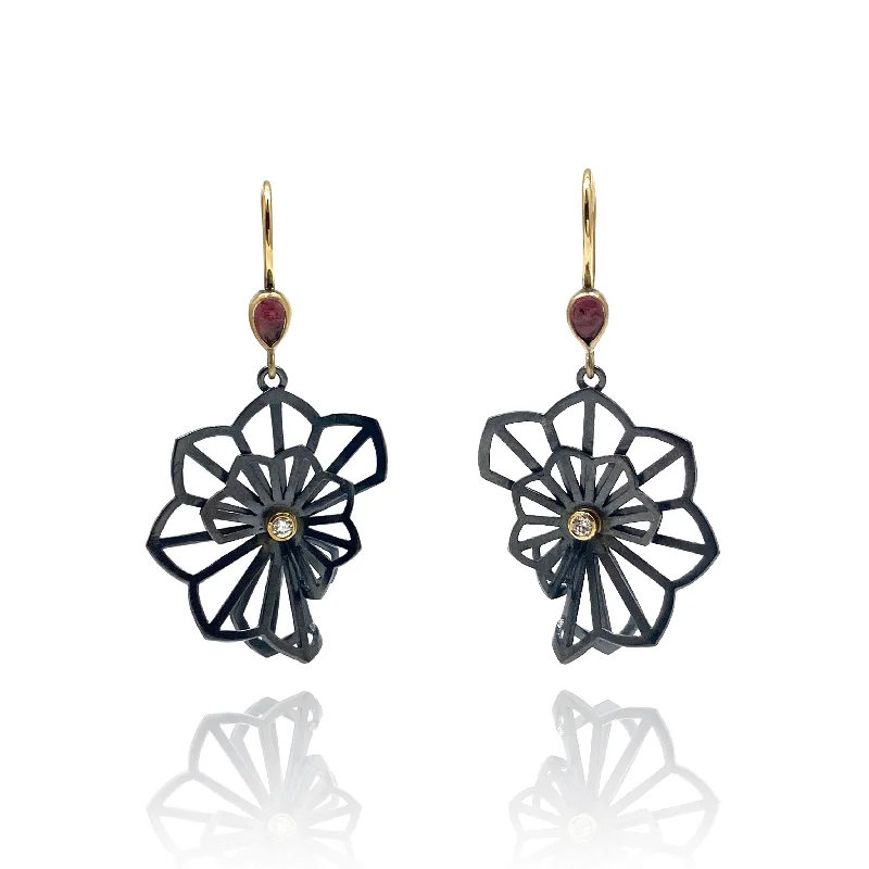 Rhodolite Double Fold Anise Earrings