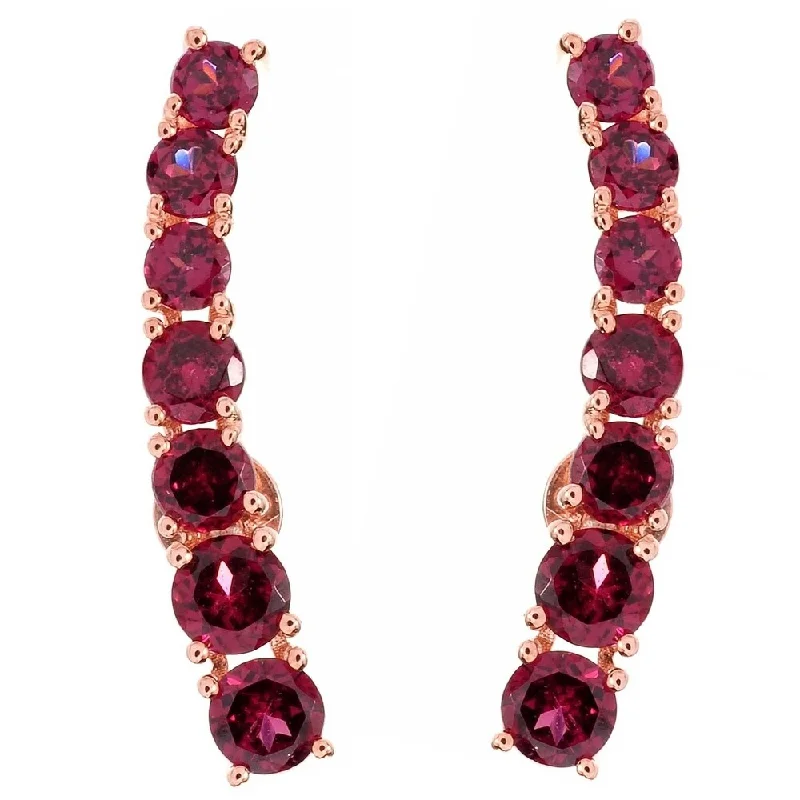 Rhodolite Rose Polished Ear Climbers