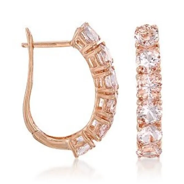 Rose Gold o/ Sterling Silver 3.1ctw Morganite Earrings - Peach