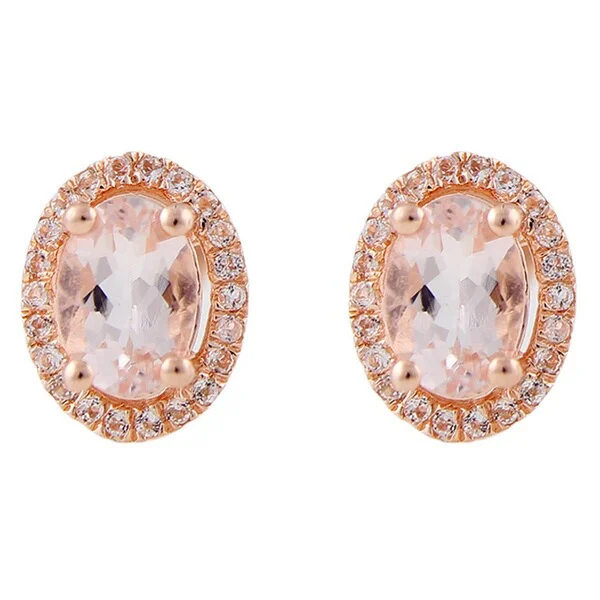 Rose Gold over Silver 1 1/2ct Morganite Studs Earring