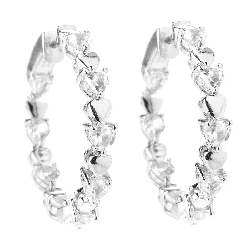 Sterling Silver 1.25-inch Topaz Inside-out Hoop Earrings