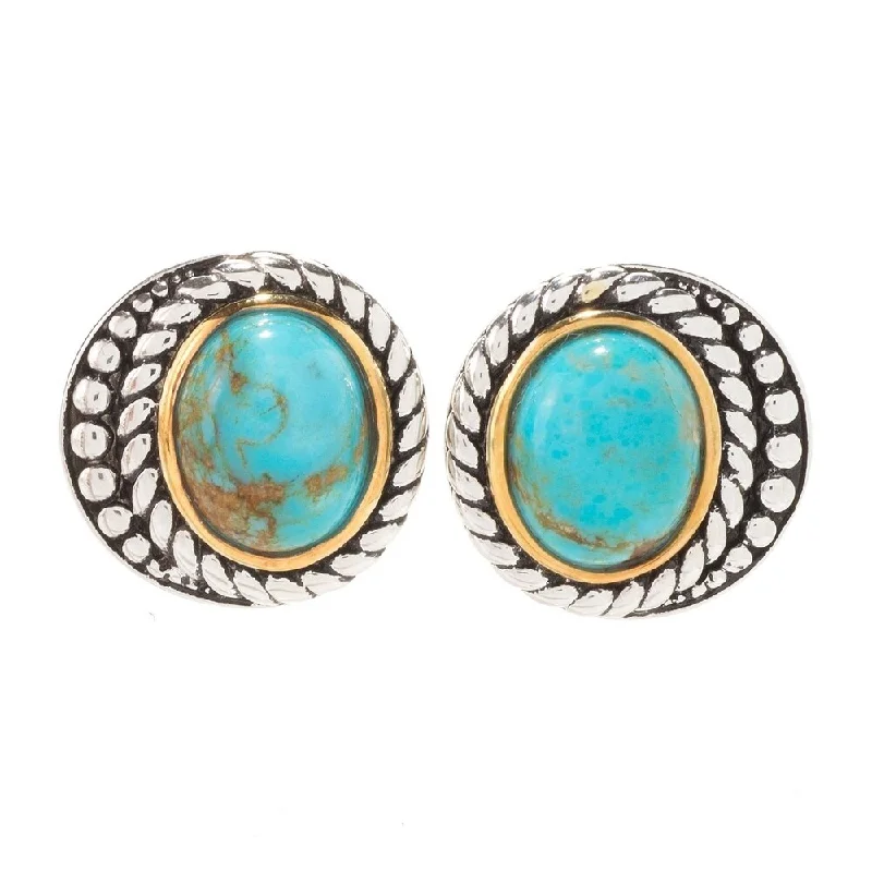 Sterling Silver 10 x 8mm Oval MINE #8 Turquoise Stud Earrings