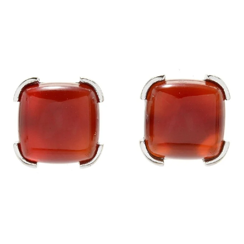 Sterling Silver 10mm Carnelian Stud Earrings