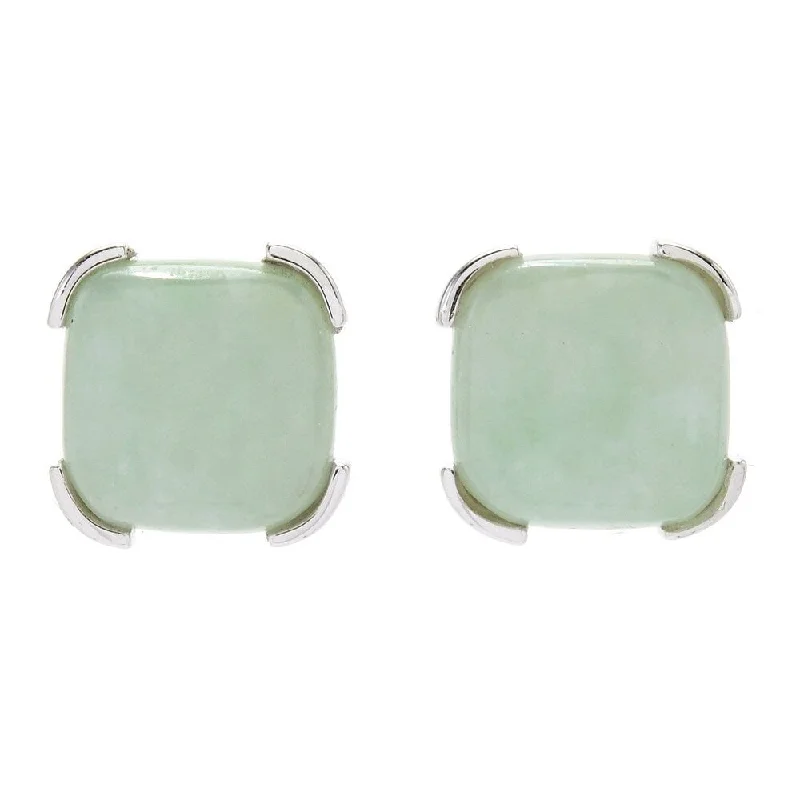 Sterling Silver 10mm Green Jade Stud Earrings