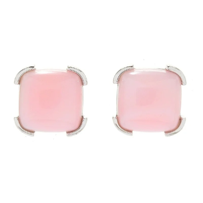 Sterling Silver 10mm Pink Opal Stud Earrings