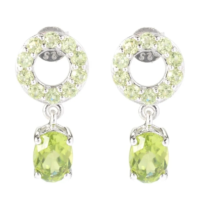 Sterling Silver 2.3Ctw Peridot Drop & Dangle Earrings