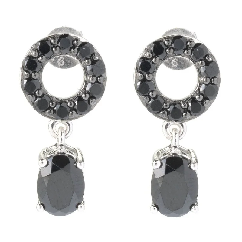 Sterling Silver 2.8Ctw Black Spinel Drop & Dangle Earrings