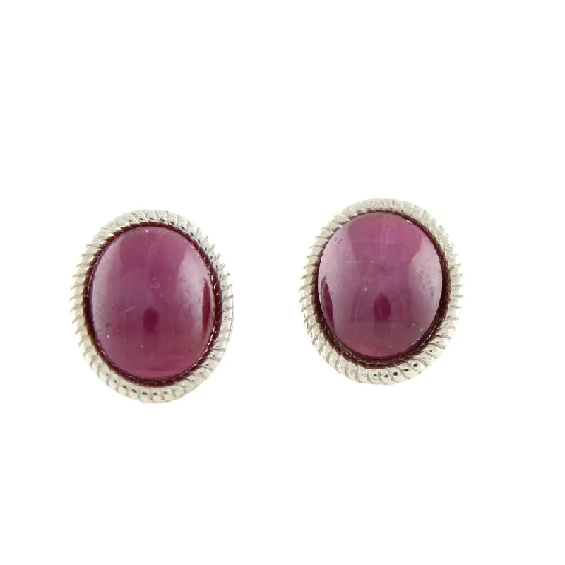 Sterling Silver 7.45ctw Ruby Studs Earrings 0.50"L - Red