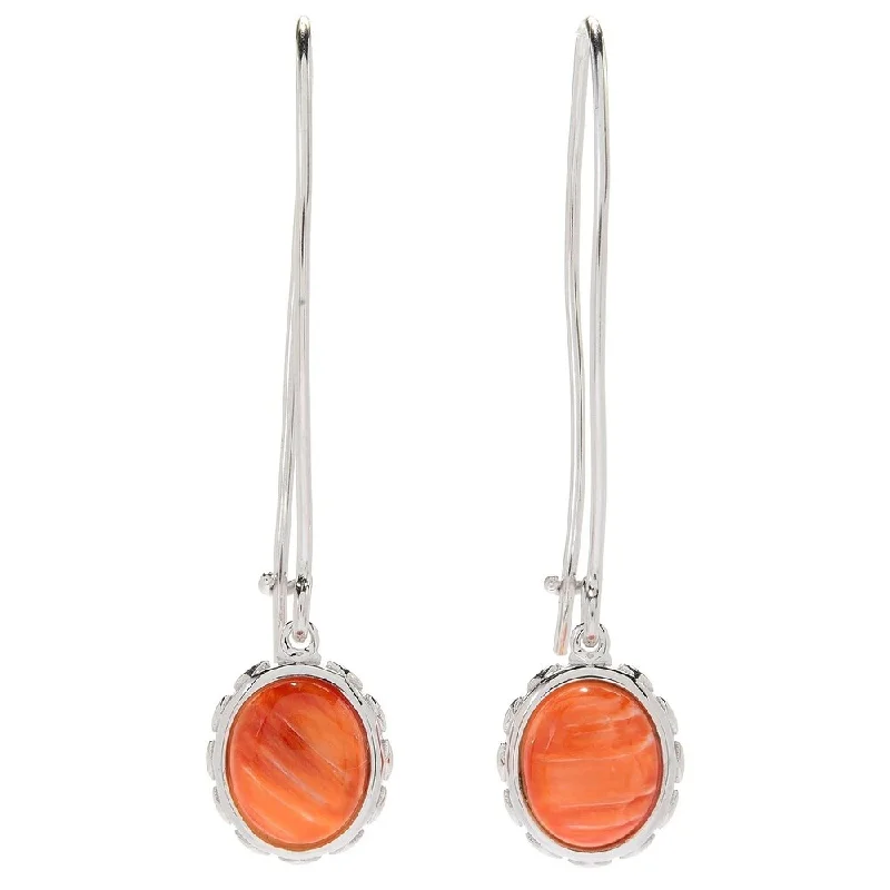 Sterling Silver 925 Orange Spiny Oyster Drop & Dangle Earrings