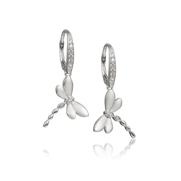 Sterling Silver Dragonfly Leverback Earrings