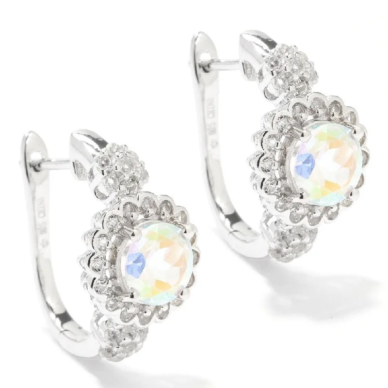 Sterling Silver Gemstone Topaz Hoop Earrings