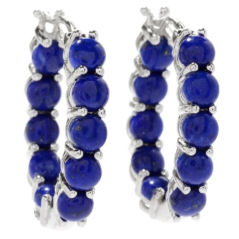 Sterling Silver Lapis Inside-out Hoop Earrings