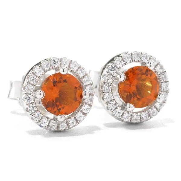 Sterling Silver Madeira Citrine White Zircon Stud Earrings