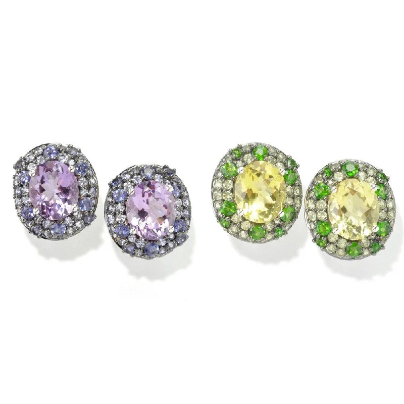 Sterling Silver Multi Gemstone Stud Earrings