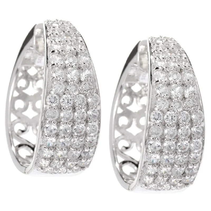 Sterling Silver Zircon Hoop Earrings