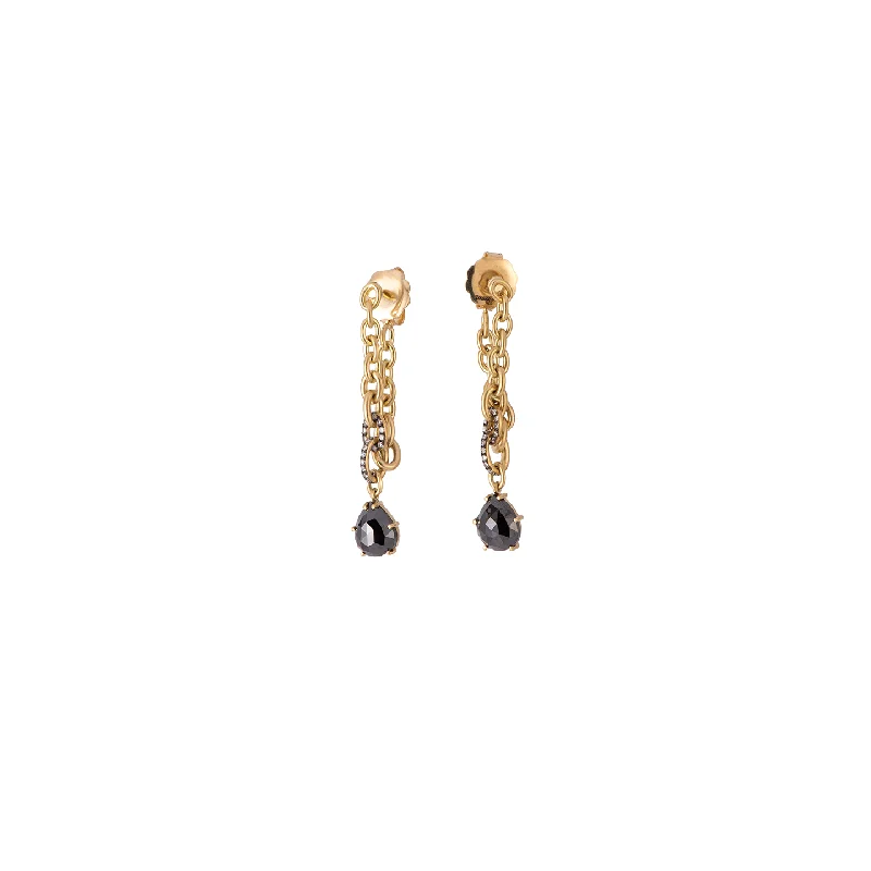 Sylva & Cie Black Diamond Link Earrings