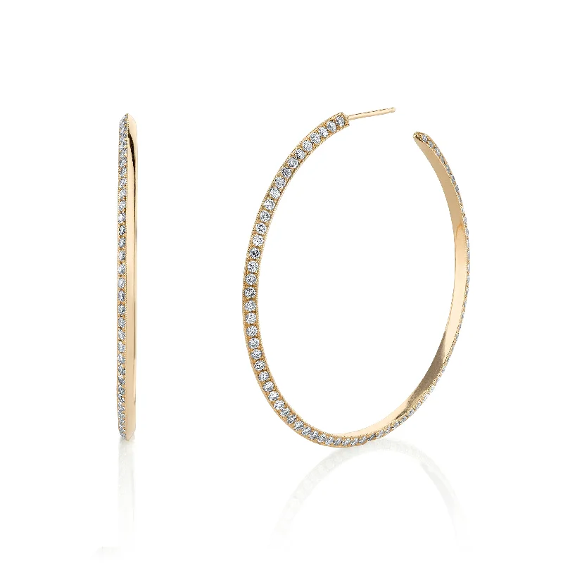 White Diamond Knife Edge Hoops