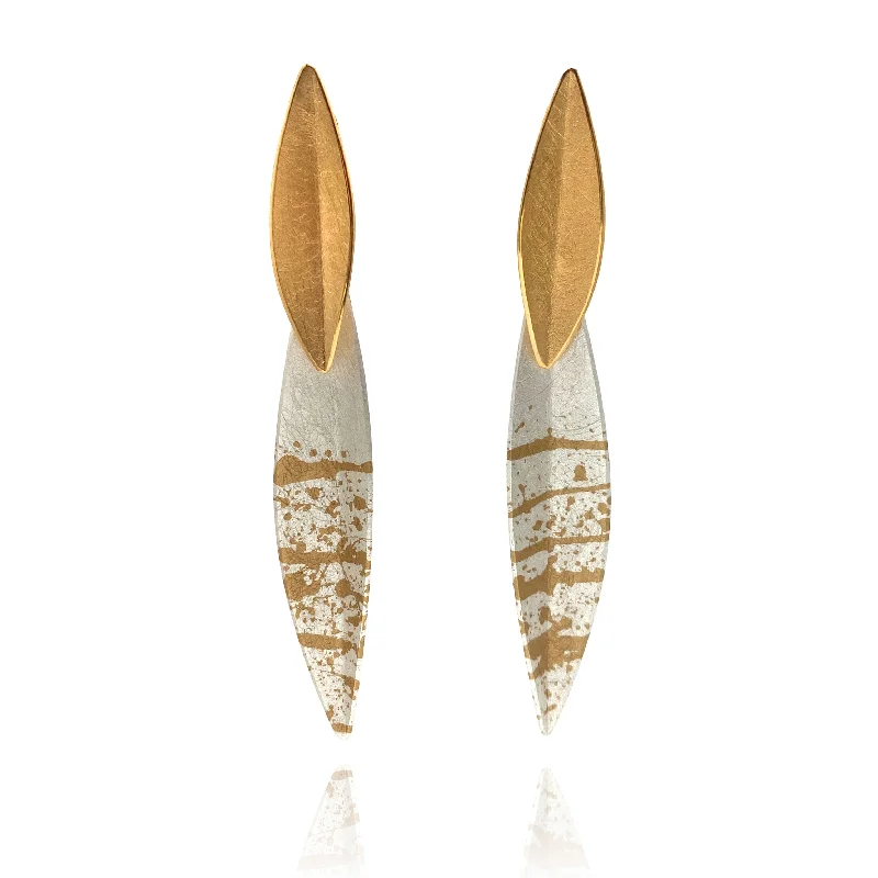 White & Gold Splash Earrings