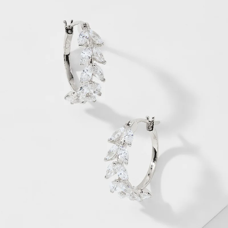 WILDFLOWER VINE CZ HOOP EARRINGS