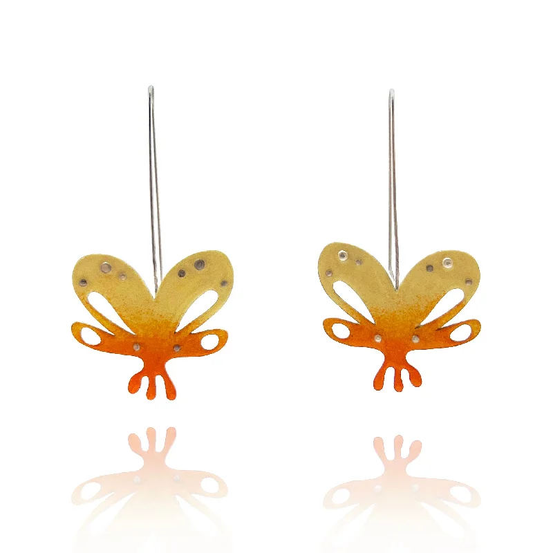 Yellow and Orange Butterfly Earrings