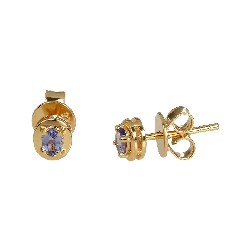 Yellow Gold Over Sterling Silver Tanzanite Earrings