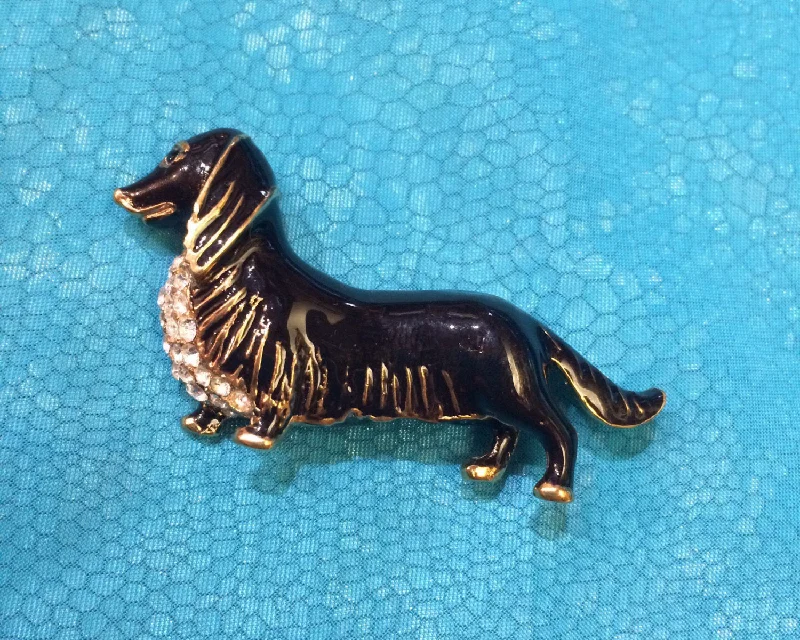 Daschund Black Enamel Dog Brooch