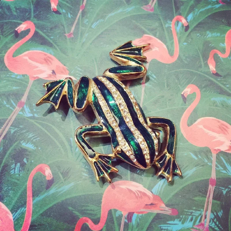 Frog Brooch Pin by Sardi Green Enamel