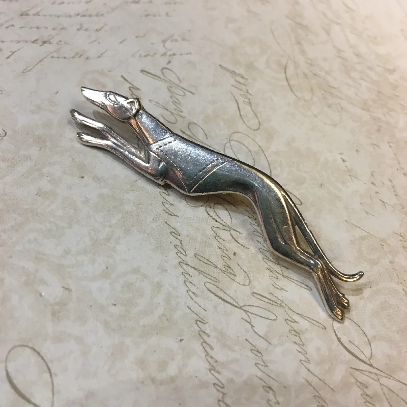 Greyhound Brooch Silver Plated