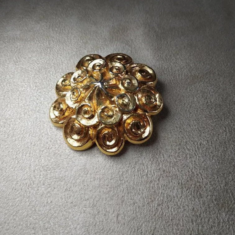 Vintage Lanvin Gold chunky Brooch  Statement Large Designer