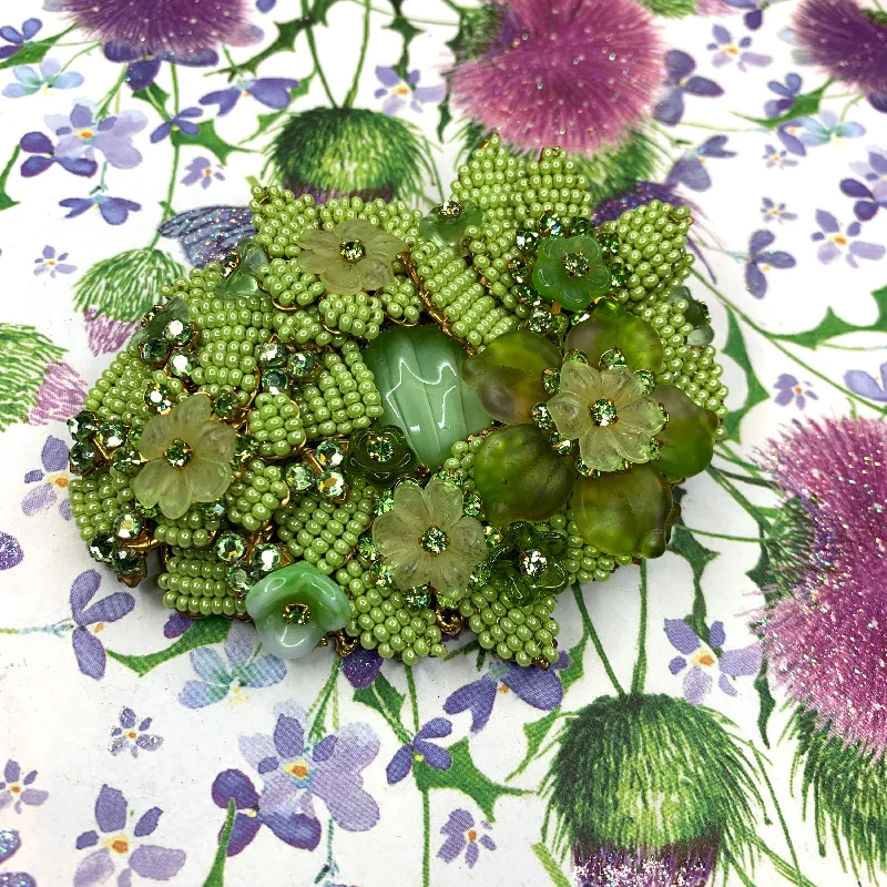 Vintage Stanley Hagler Brooch light green Flower