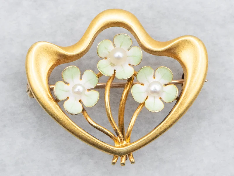 Floral Seed Pearl Brooch