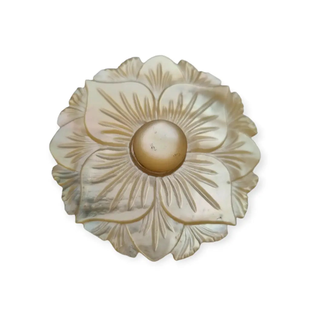 Antique mother-of-pearl brooch carved in the shape of a flower, gifts for women, 1940.