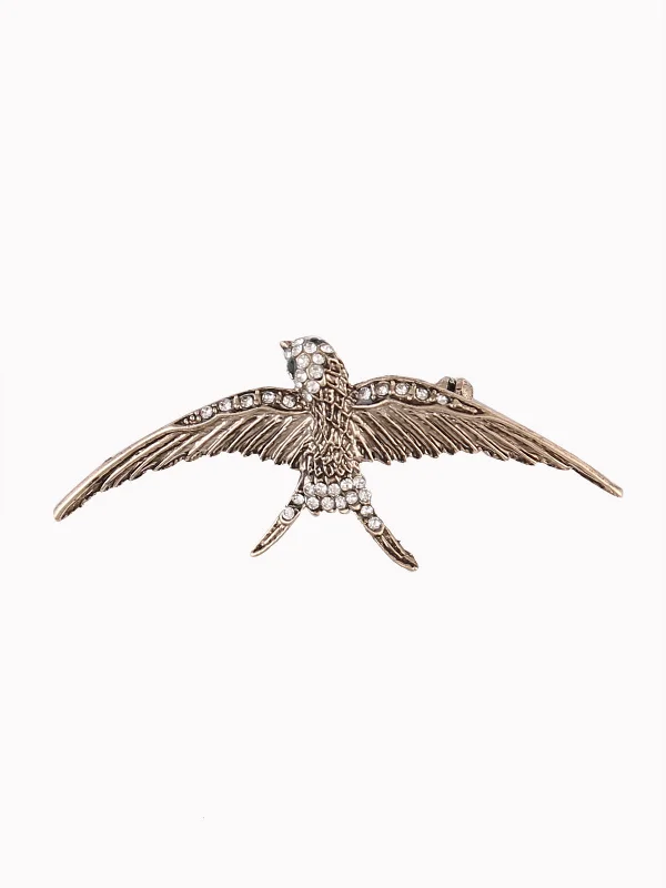 Antique Brass Finish Eagle Bird Luxury Brooch Pin