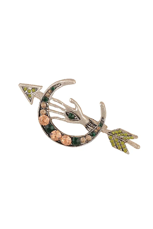 Arrow & Moon Brooch With Evil Eye Brooch